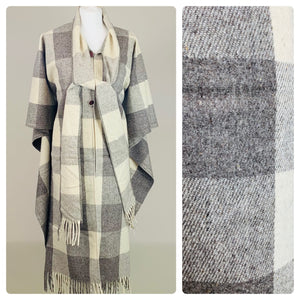 50% OFF - 100% Wool Mexican Poncho with Integrated Scarf