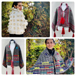 50% OFF - Hand Made 100% Mexican Wool Poncho PomCho Cape Shawl