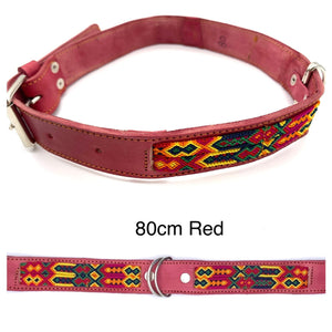 80cm Hand Made Embroidered Leather Mexican Dog Collar XL (63-73cm neck)