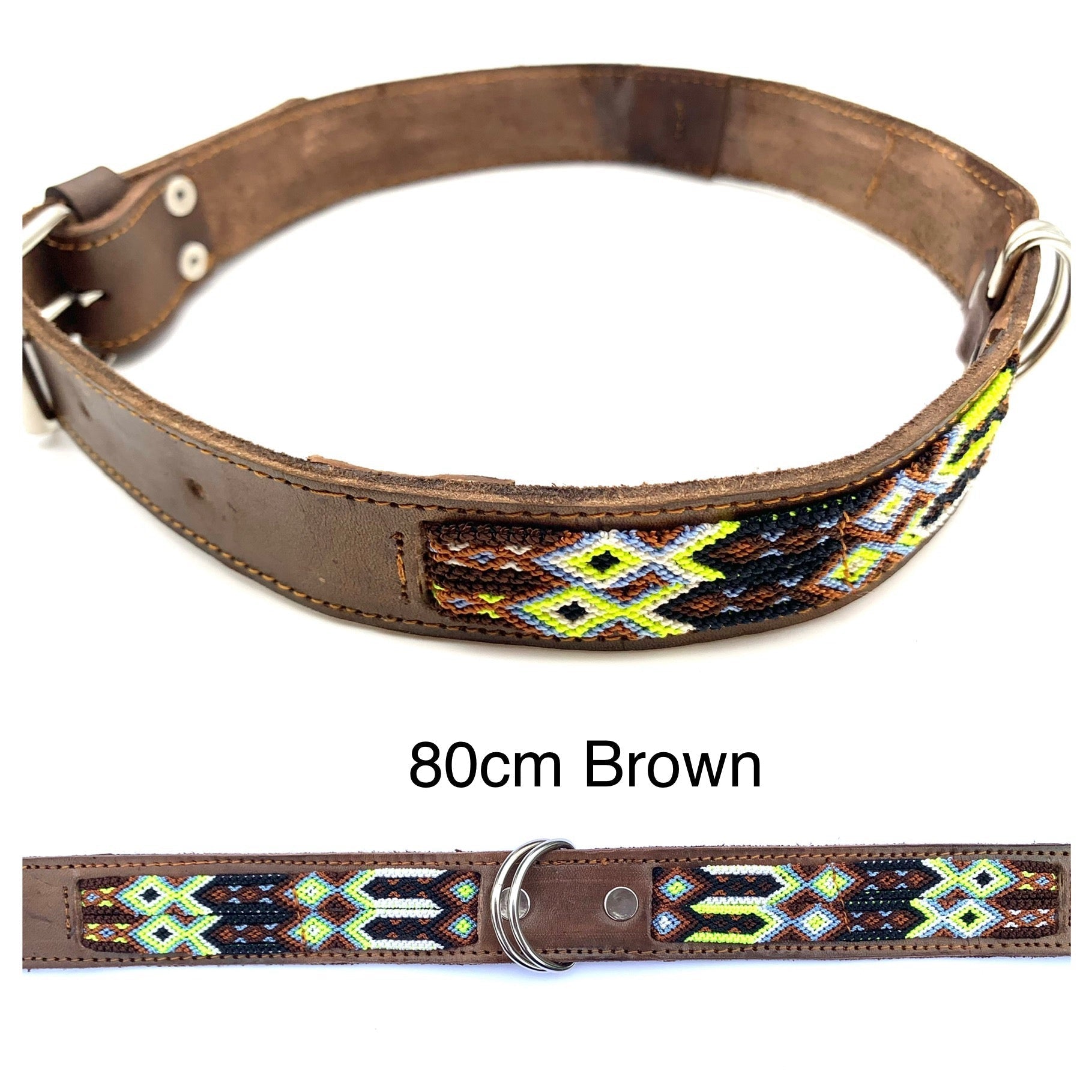 80cm Hand Made Embroidered Leather Mexican Dog Collar XL 63 73cm neck More Than Tacos