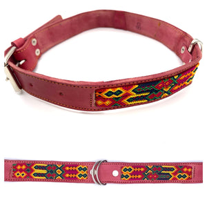 80cm Hand Made Embroidered Leather Mexican Dog Collar XL (63-73cm neck)