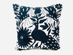 Exquisite Hand Embroidered Otomi Cushion Cover - Black (45x45cm)