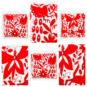 Exquisite Hand Embroidered Otomi Cushion Cover - Red (45x45cm)