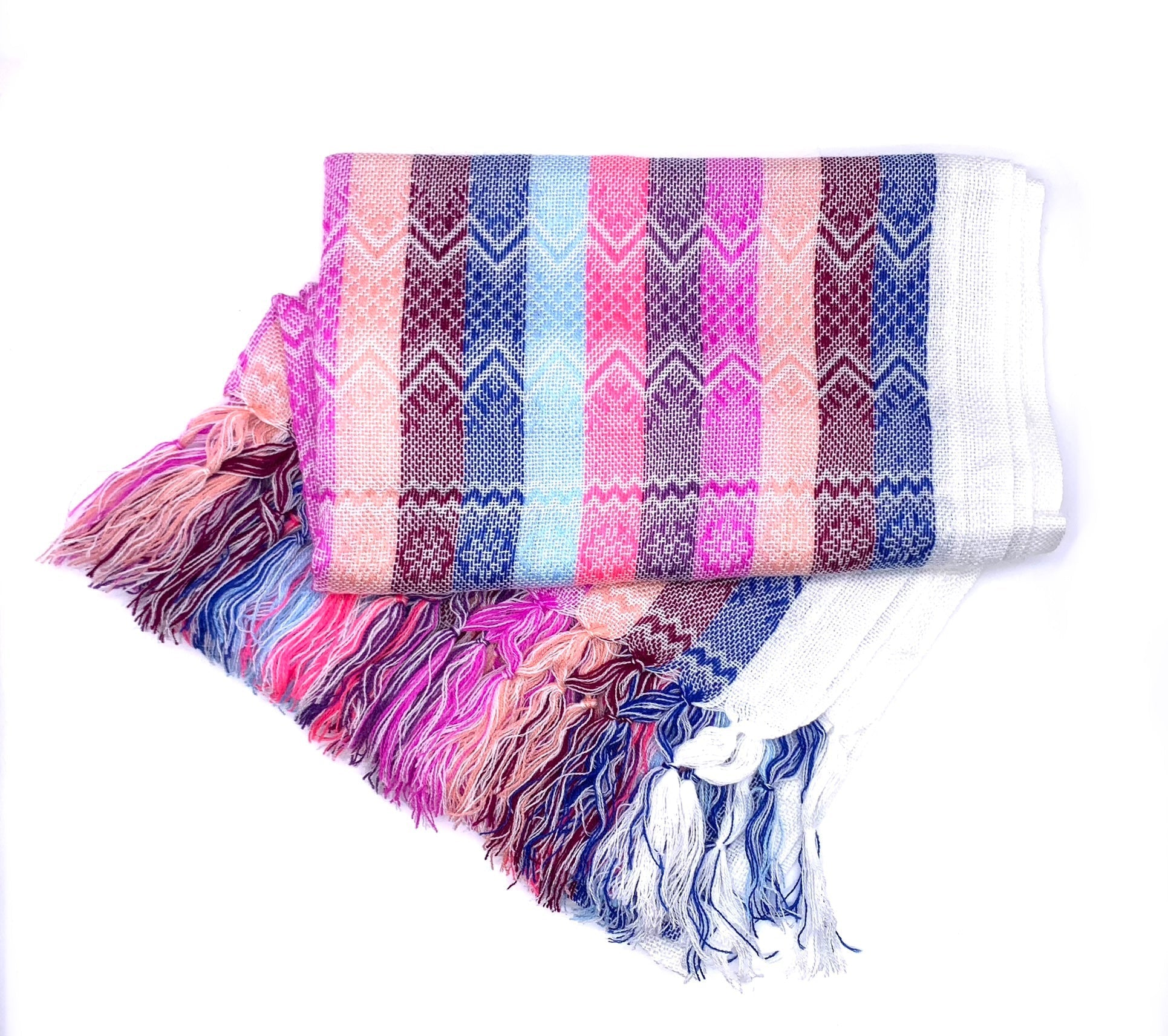 Multicolour Classic Artisanal Mexican Rebozo Shawl (195cmx67cm)