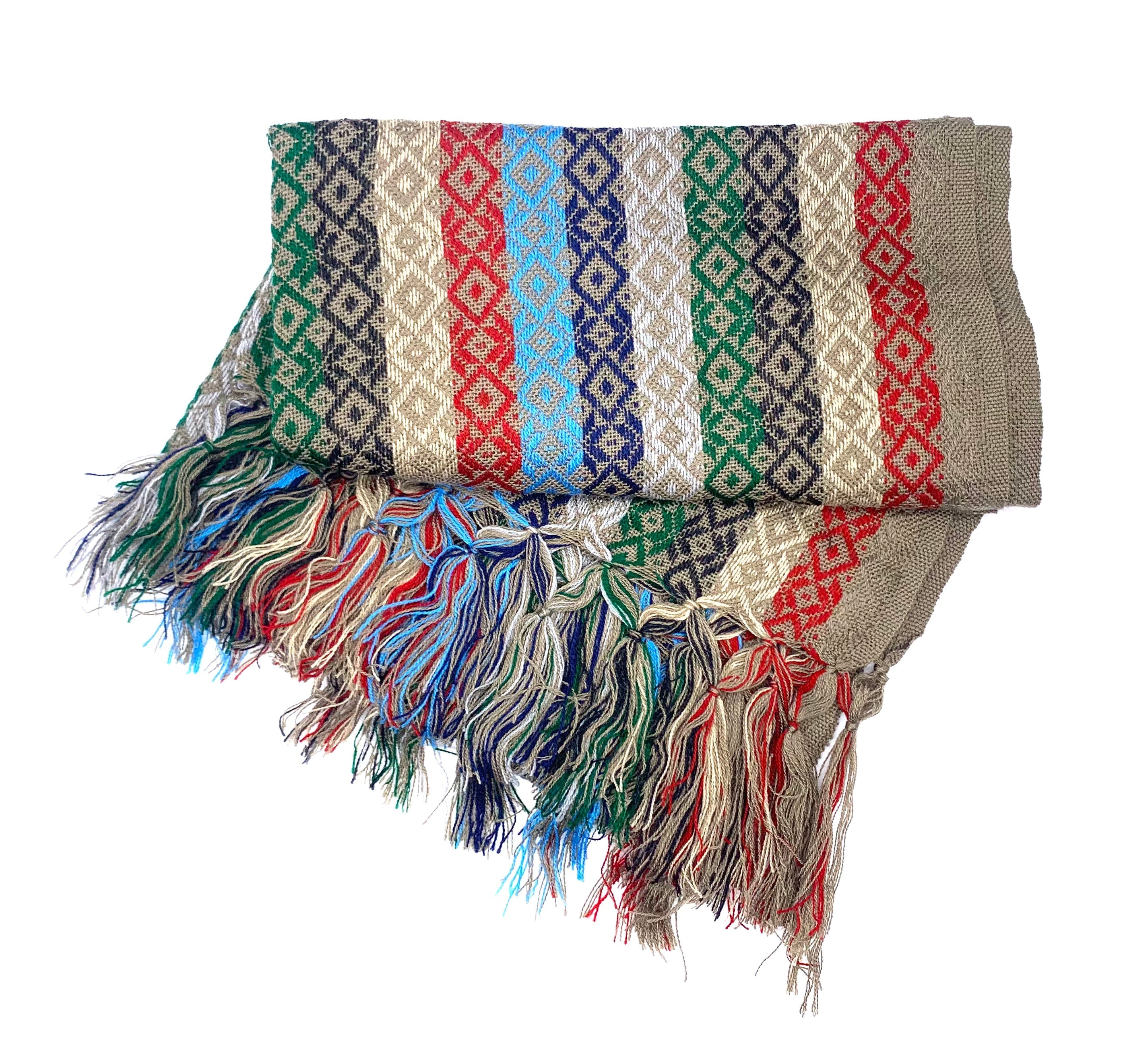 Multicolour Classic Artisanal Mexican Rebozo Shawl (195cmx67cm)