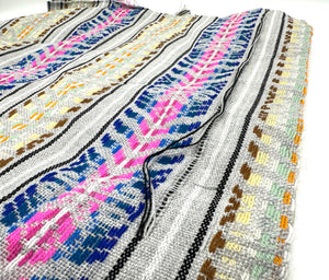 (Seconds) 1.9m (6ft 3in) Arrow Design Multi Coloured Artisanal Mexican Rebozo Shawl (190cmx85cm) - Grey