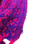 (Seconds) Diamond Pattern Classic Artisanal Mexican Rebozo Shawl (195cmx67cm) - Blue Red