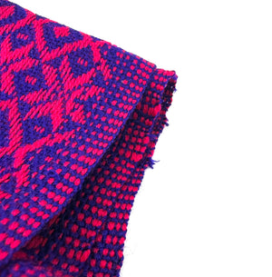 (Seconds) Diamond Pattern Classic Artisanal Mexican Rebozo Shawl (195cmx67cm) - Blue Red