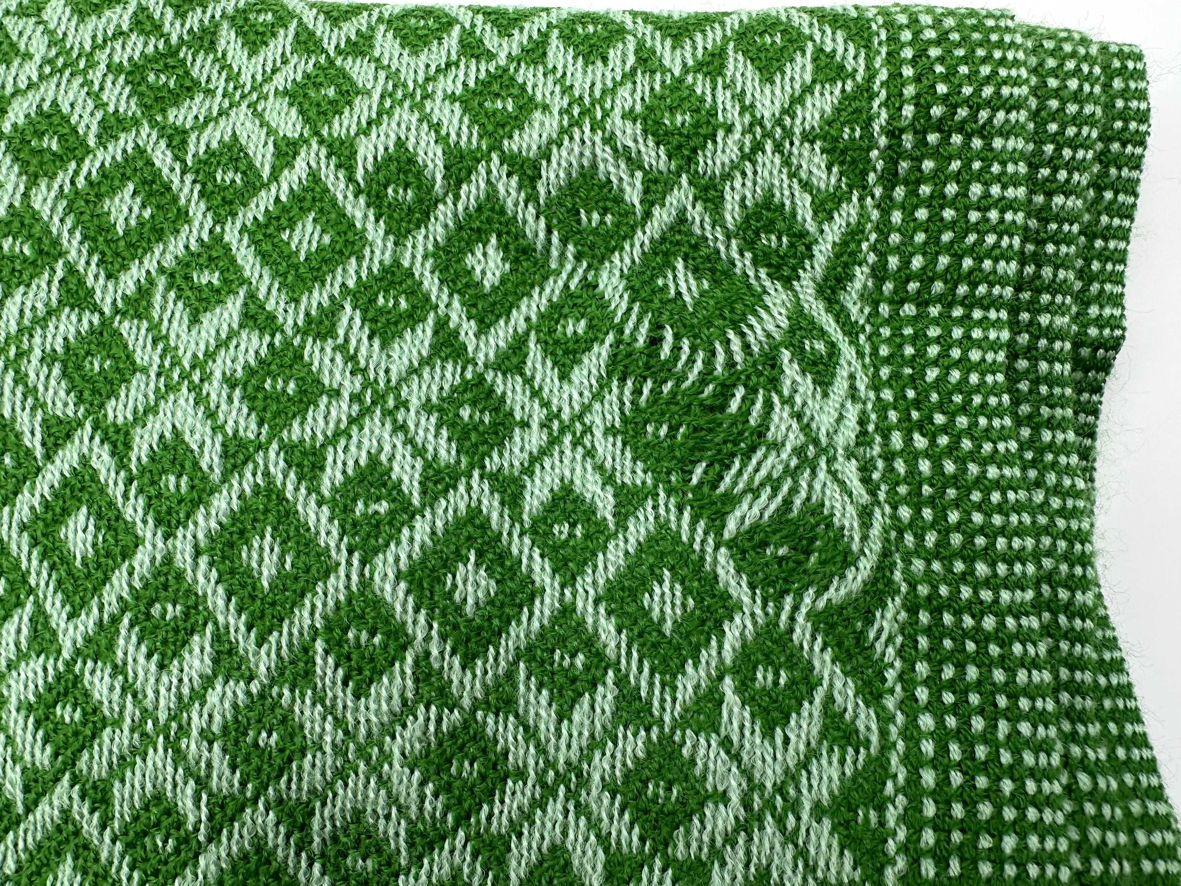 (Seconds) Diamond Pattern Classic Artisanal Mexican Rebozo Shawl (195cmx67cm) - Green