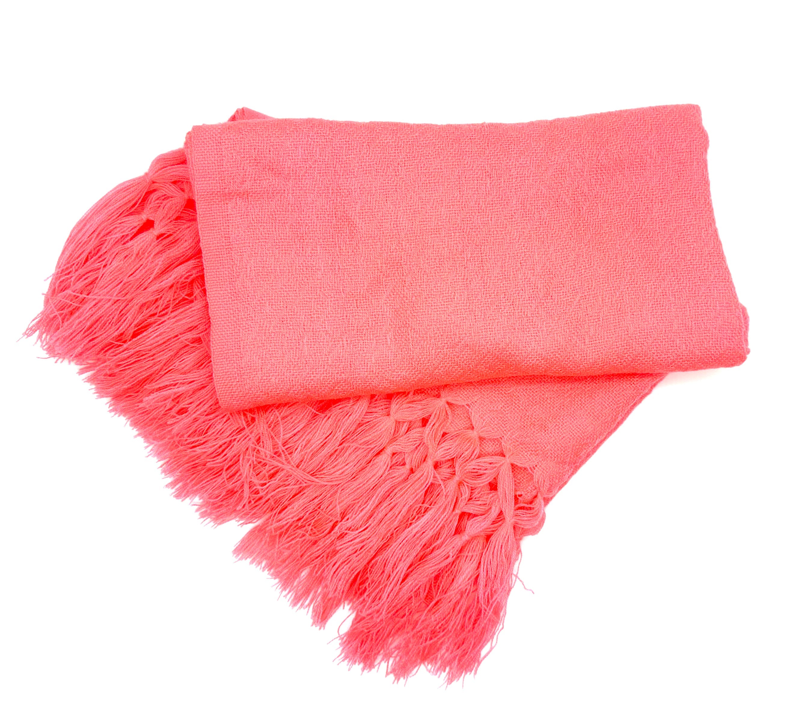 (Seconds) Diamond Pattern Classic Artisanal Mexican Rebozo Shawl (195cmx67cm) - Light Pink