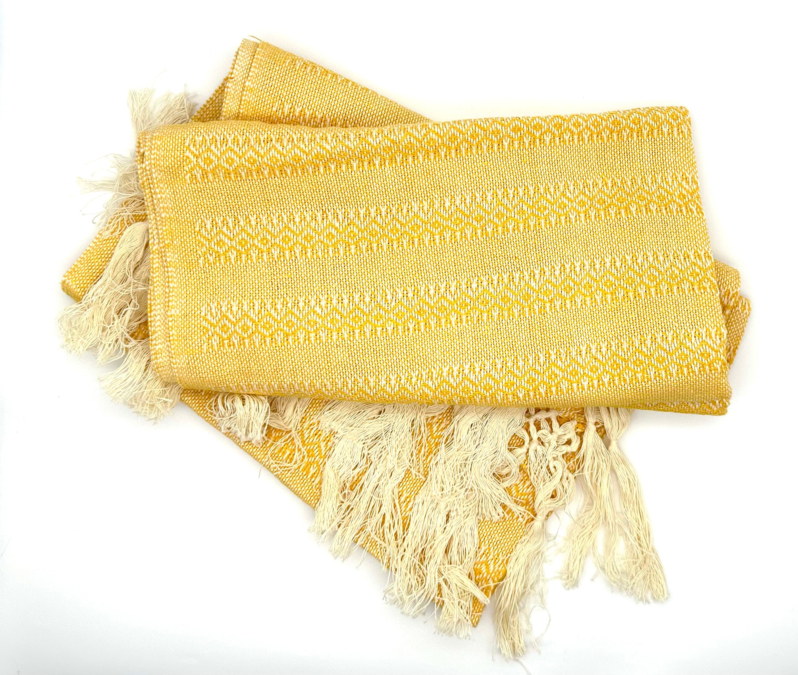 (Seconds) Premium Quality 2.1m (6ft 10in) 100% Cotton Mexican Rebozo (210cm x 65cm) - Yellow