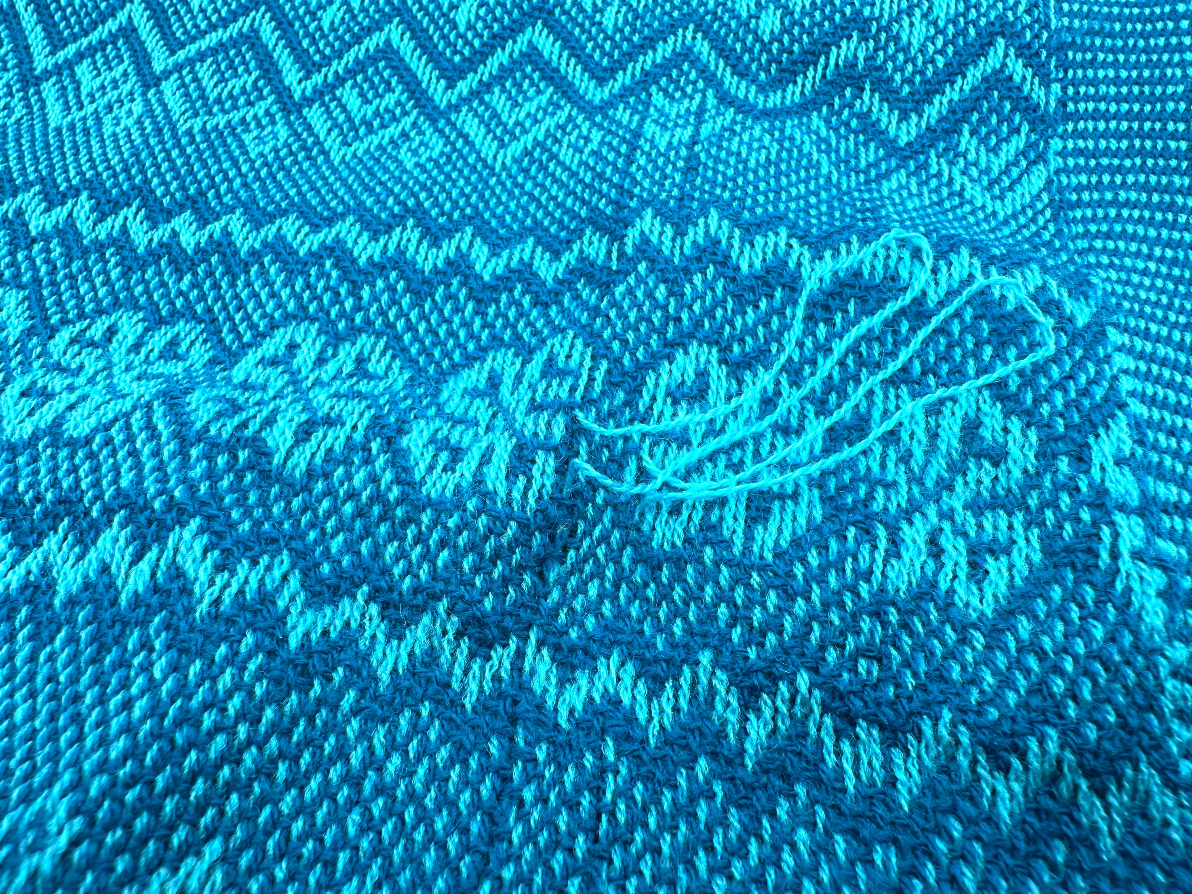 (Seconds) Zigzag Pattern Classic Artisanal Mexican Rebozo Shawl (195cmx67cm) - Teal