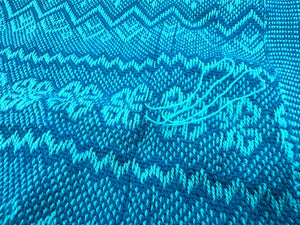 (Seconds) Zigzag Pattern Classic Artisanal Mexican Rebozo Shawl (195cmx67cm) - Teal